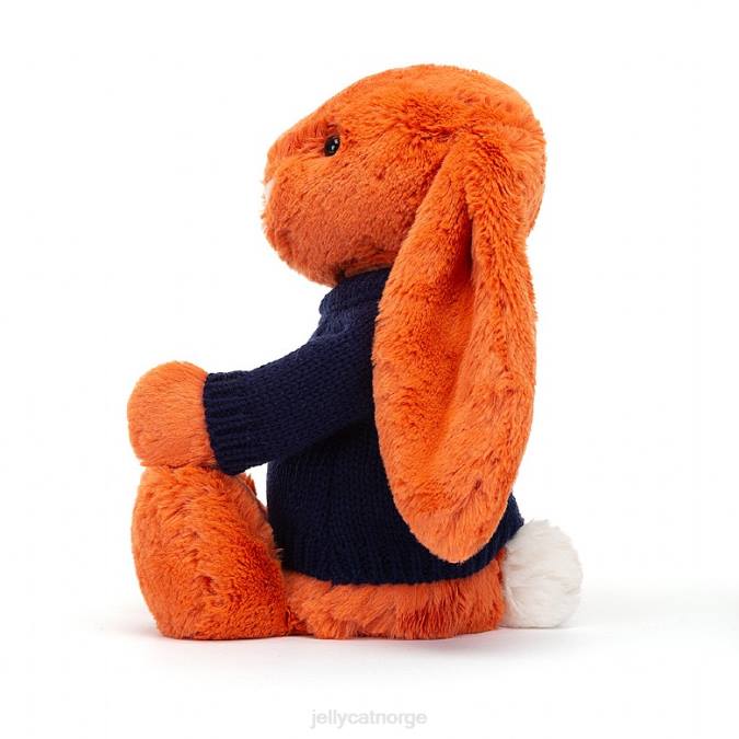 Jellycat bashful mandarin kanin med personlig marineblå genser oransje leketøy 8RNH508