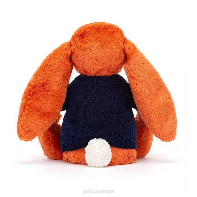 Jellycat bashful mandarin kanin med personlig marineblå genser oransje leketøy 8RNH508