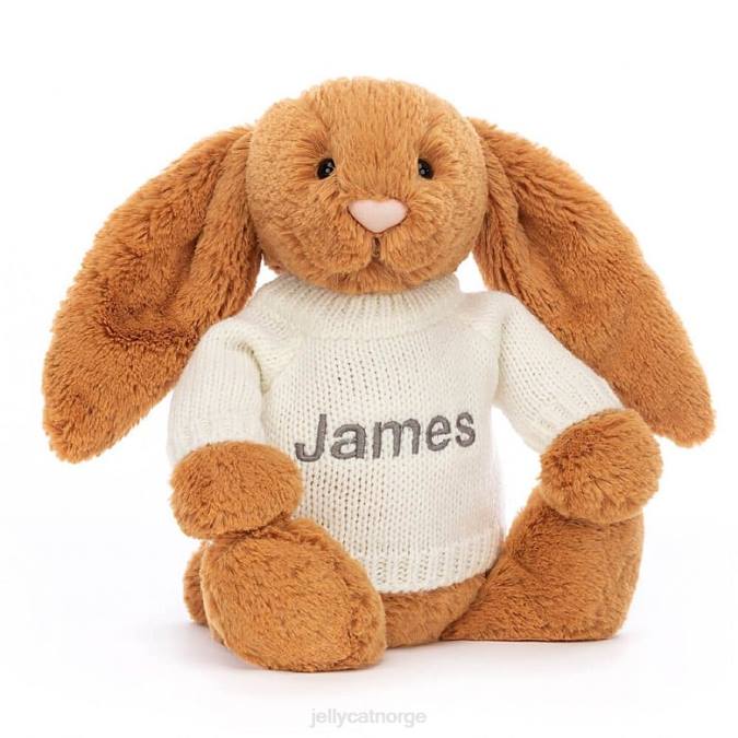 Jellycat bashful no bunny med personlig kremgenser gull leketøy 8RNH355