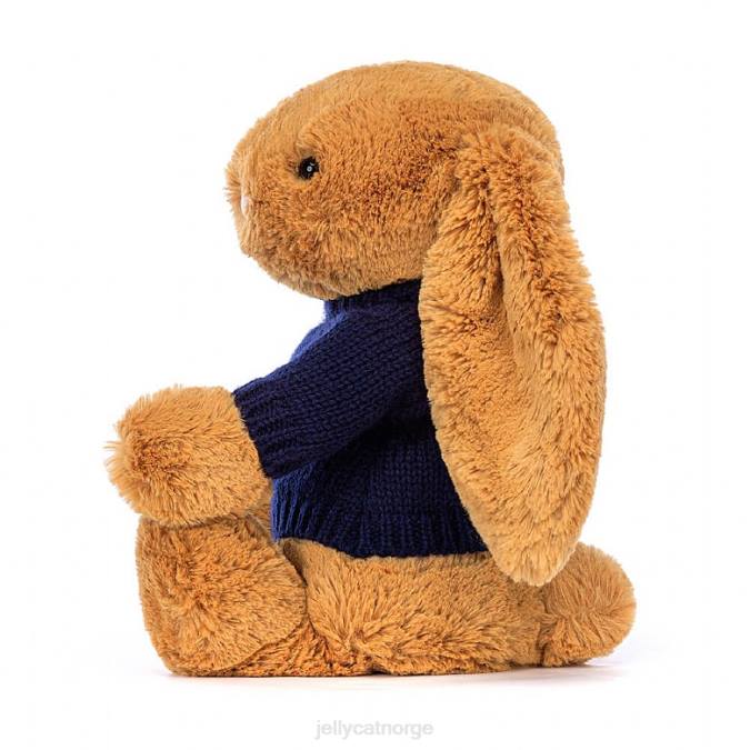 Jellycat bashful no bunny med personlig marineblå genser gull leketøy 8RNH471