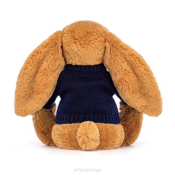 Jellycat bashful no bunny med personlig marineblå genser gull leketøy 8RNH471