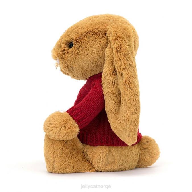 Jellycat bashful no bunny med personlig rød genser gull leketøy 8RNH333