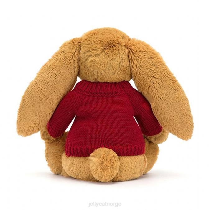 Jellycat bashful no bunny med personlig rød genser gull leketøy 8RNH333