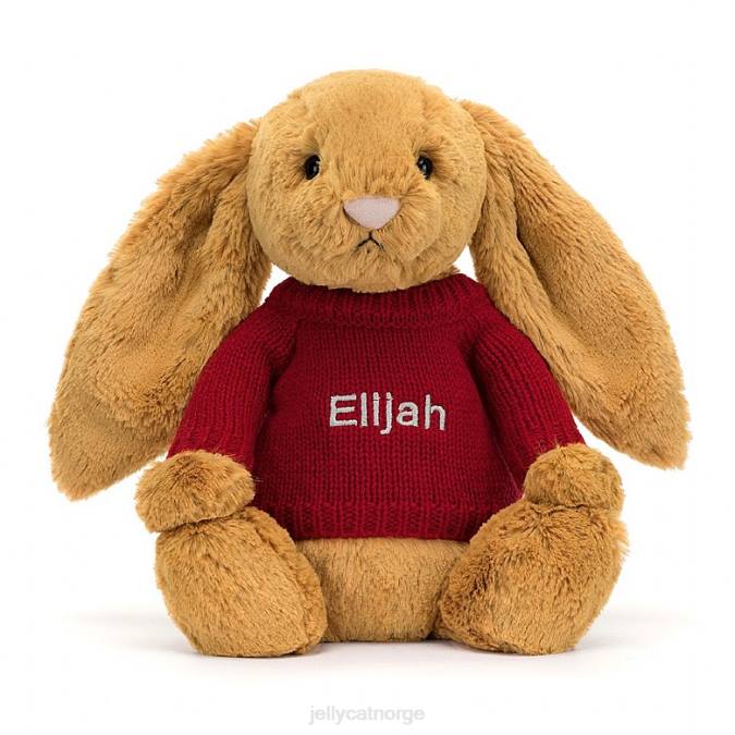 Jellycat bashful no bunny med personlig rød genser gull leketøy 8RNH333