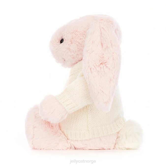 Jellycat bashful rosa kanin med personlig kremgenser baby rosa leketøy 8RNH159