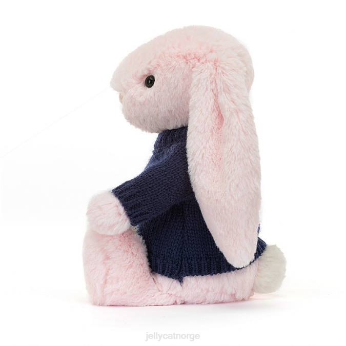Jellycat bashful rosa kanin med personlig marine genser baby rosa leketøy 8RNH398