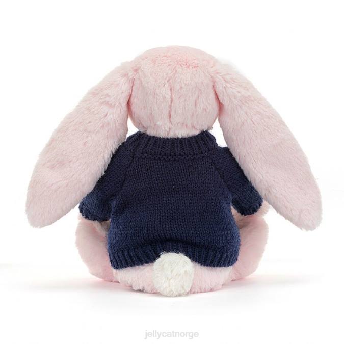 Jellycat bashful rosa kanin med personlig marine genser baby rosa leketøy 8RNH398