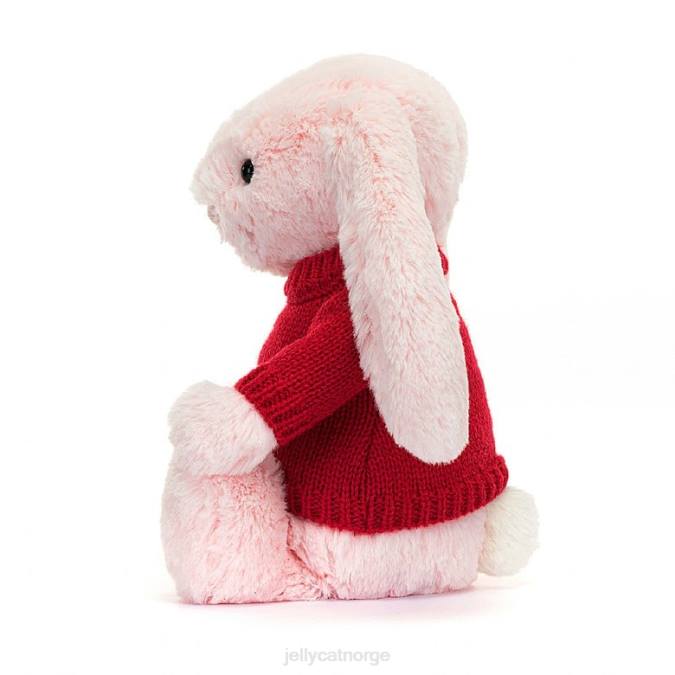 Jellycat bashful rosa kanin med personlig rød genser baby rosa leketøy 8RNH172