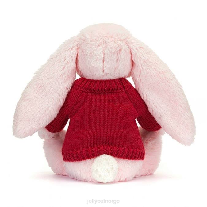 Jellycat bashful rosa kanin med personlig rød genser baby rosa leketøy 8RNH172