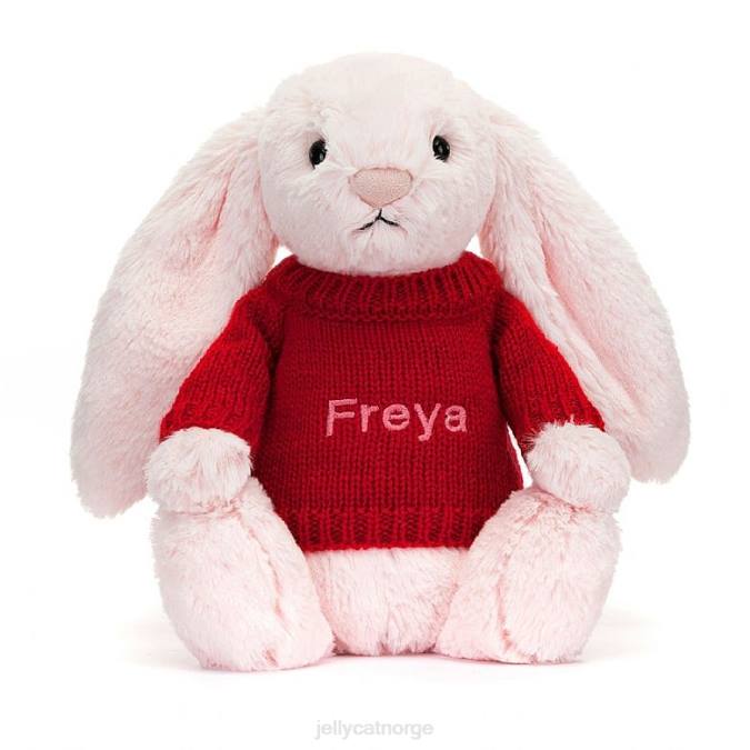 Jellycat bashful rosa kanin med personlig rød genser baby rosa leketøy 8RNH172
