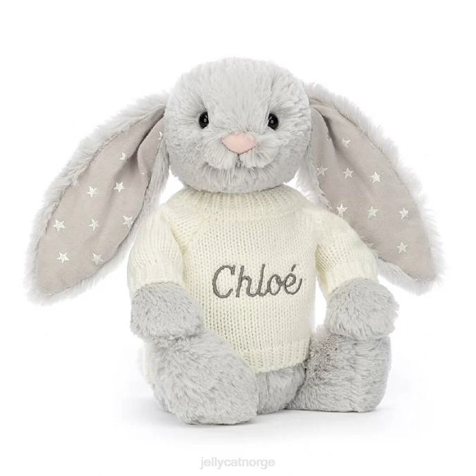 Jellycat bashful shimmer bunny med personlig krem ​​genser grå leketøy 8RNH267