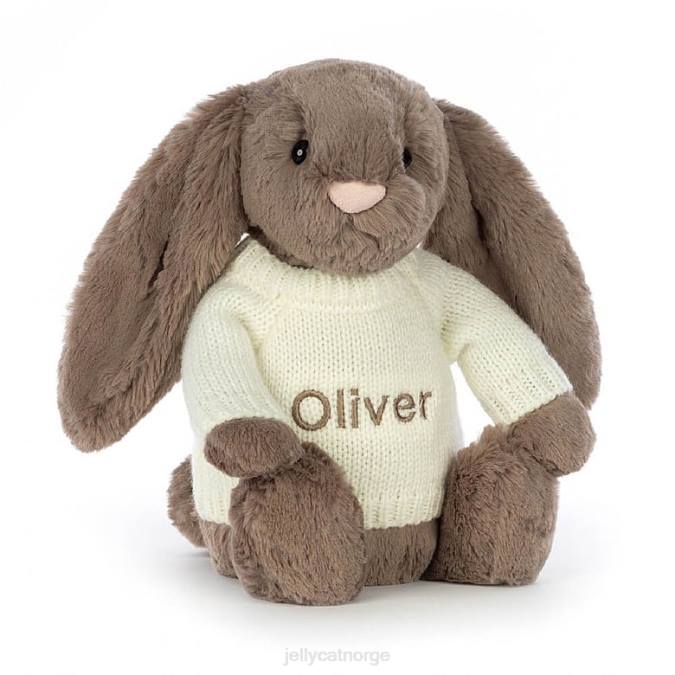 Jellycat bashful trøffelkanin med personlig kremgenser brun leketøy 8RNH281