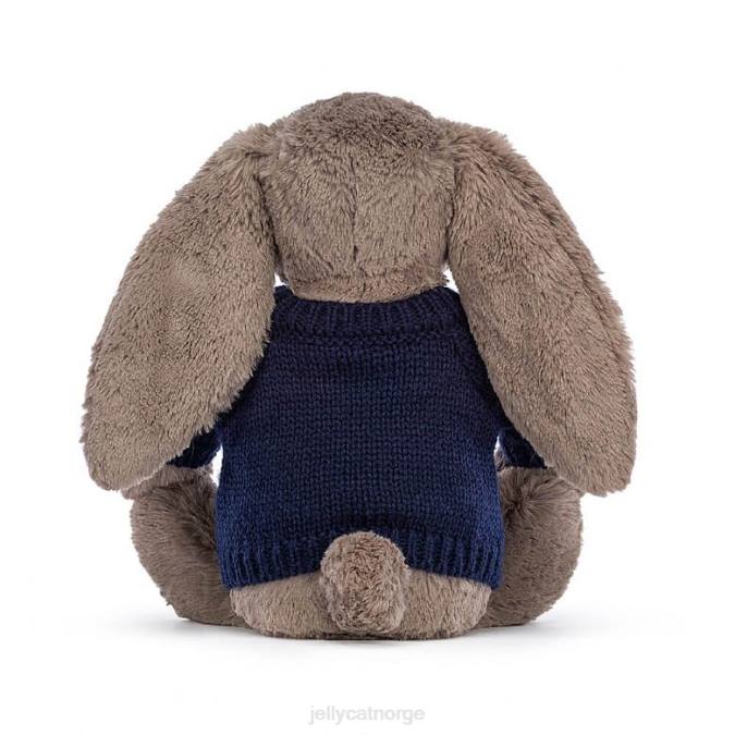 Jellycat bashful trøffelkanin med personlig marineblå genser leketøy 8RNH373