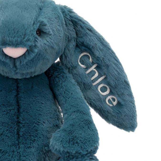 Jellycat personlig bashful mineralblå kanin medium kolboltblå leketøy 8RNH346