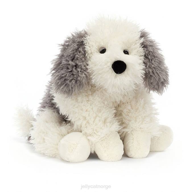 Jellycat floofie sheepdog grå og hvit leketøy 8RNH403